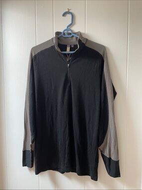 ibex Black and Gray Colorblock Half-Zip Sweater